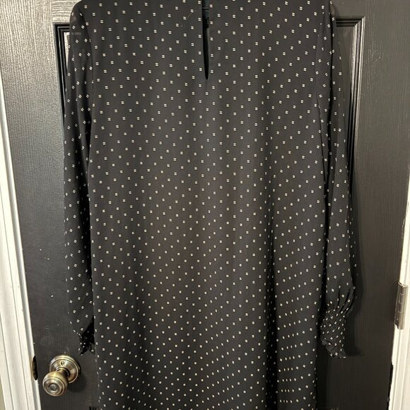 H&M Womens Dress Black White Polka Dot Mid Length Sheer Sleeves - Picture 4 of 5